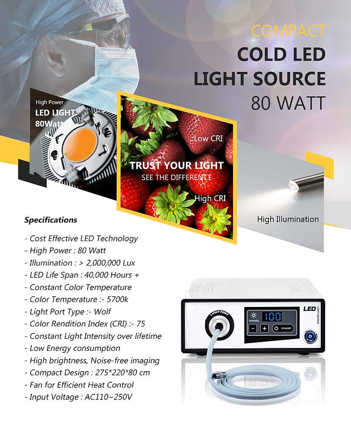 Cold LED Light Source for Endoscopy with 80W High Power