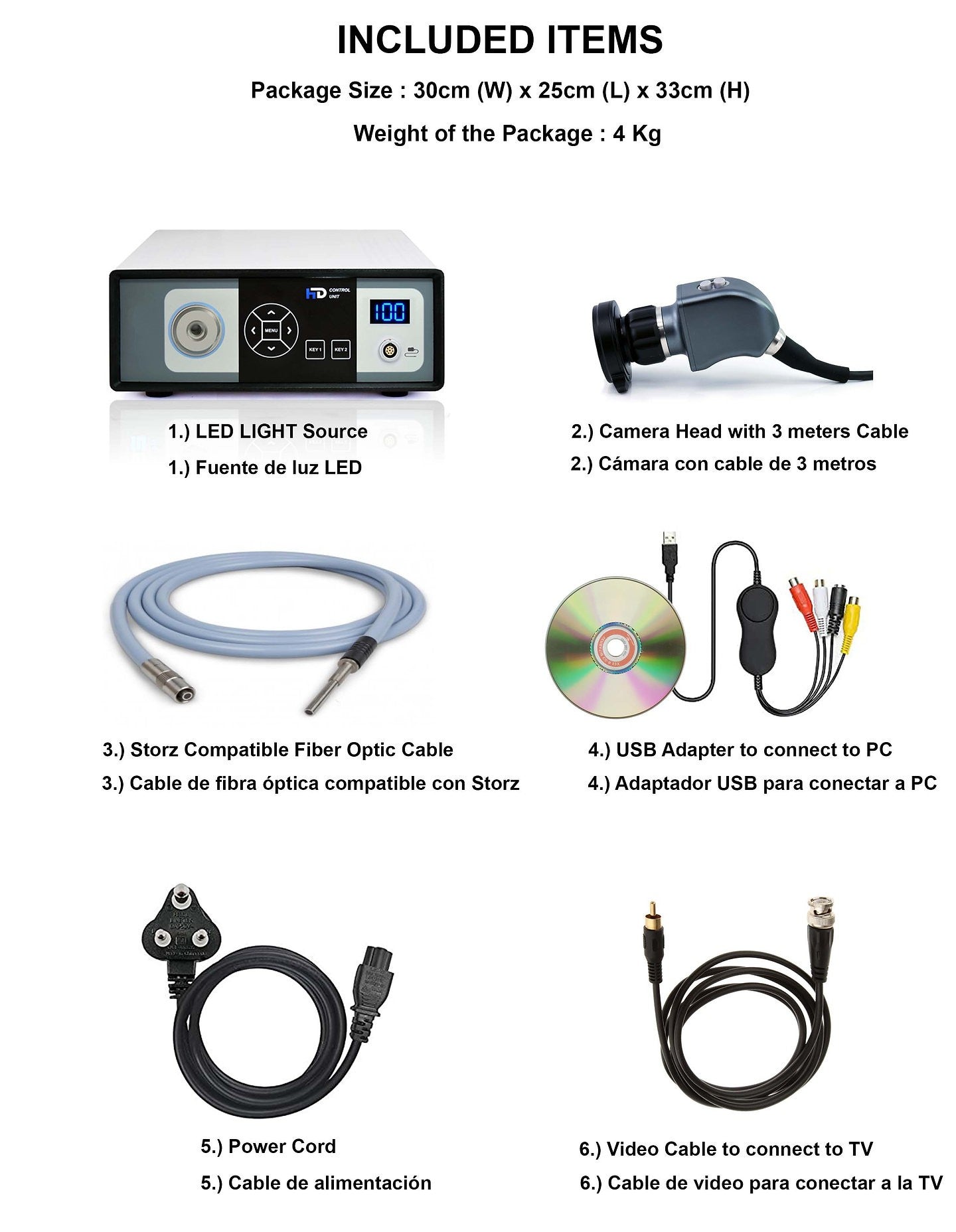 Portable Endoscopy Combo Unit 2 in 1 Camera with Cold LED Light Source