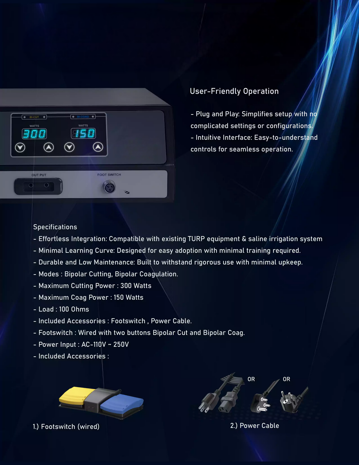 Urology Electrosurgical Cautery Unit for Bipolar Saline TURP