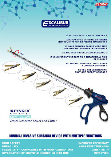 Laparoscopic EXCALIBUR Bipolar Golden Tip Vessel sealer cutter with Cable Laparoscopy Instrument