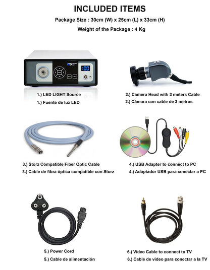 Portable Endoscopy Combo Unit 2 in 1 Camera with Cold LED Light Source