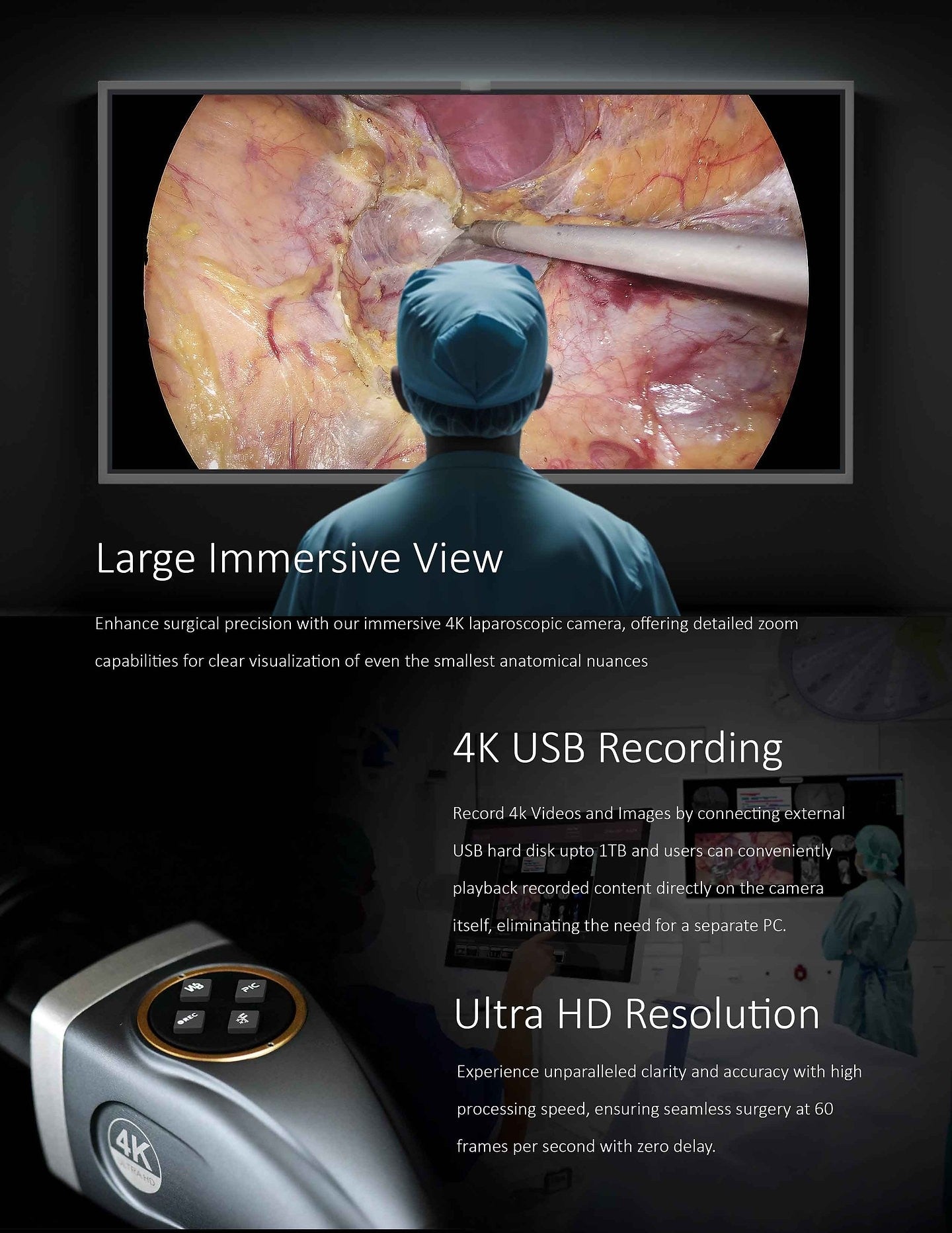 4k Laparoscopic Camera UHD System for Endoscopy and Laparoscopy